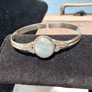 Blue Larimer stone 925 adjustable cuff bracelet EXCELLENT CONDITION